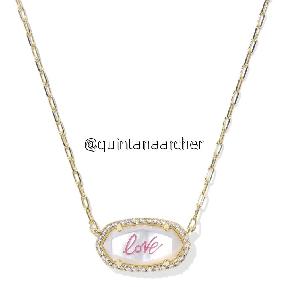 Elisa Pave Frame Gold Short Pendant Necklace